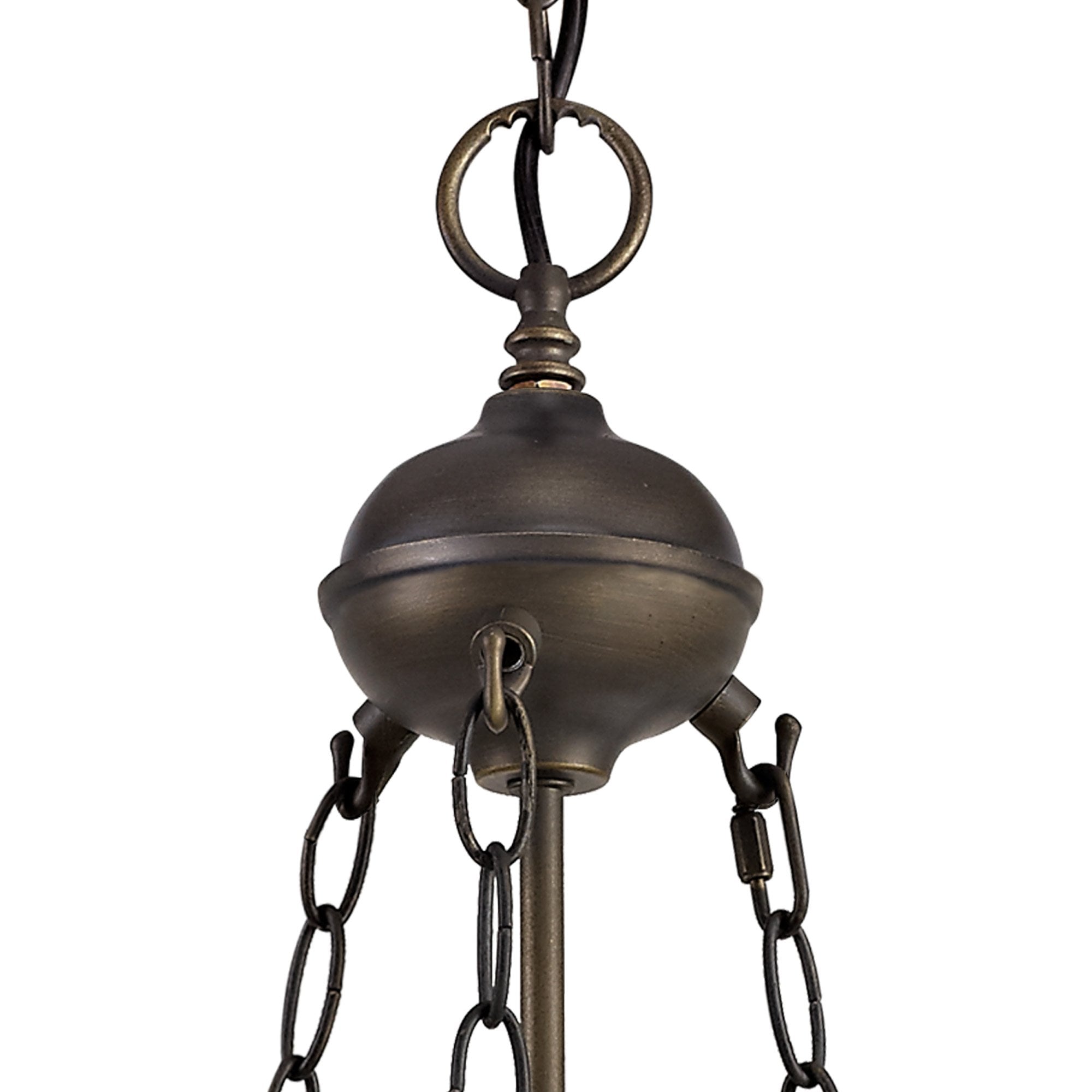 NLK02259 Tink 2 Light Up Lighter Pendant With 30cm Tiffany Shade Amber/Chrome/Crystal/Aged Antique Brass
