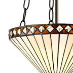NLK02259 Tink 2 Light Up Lighter Pendant With 30cm Tiffany Shade Amber/Chrome/Crystal/Aged Antique Brass