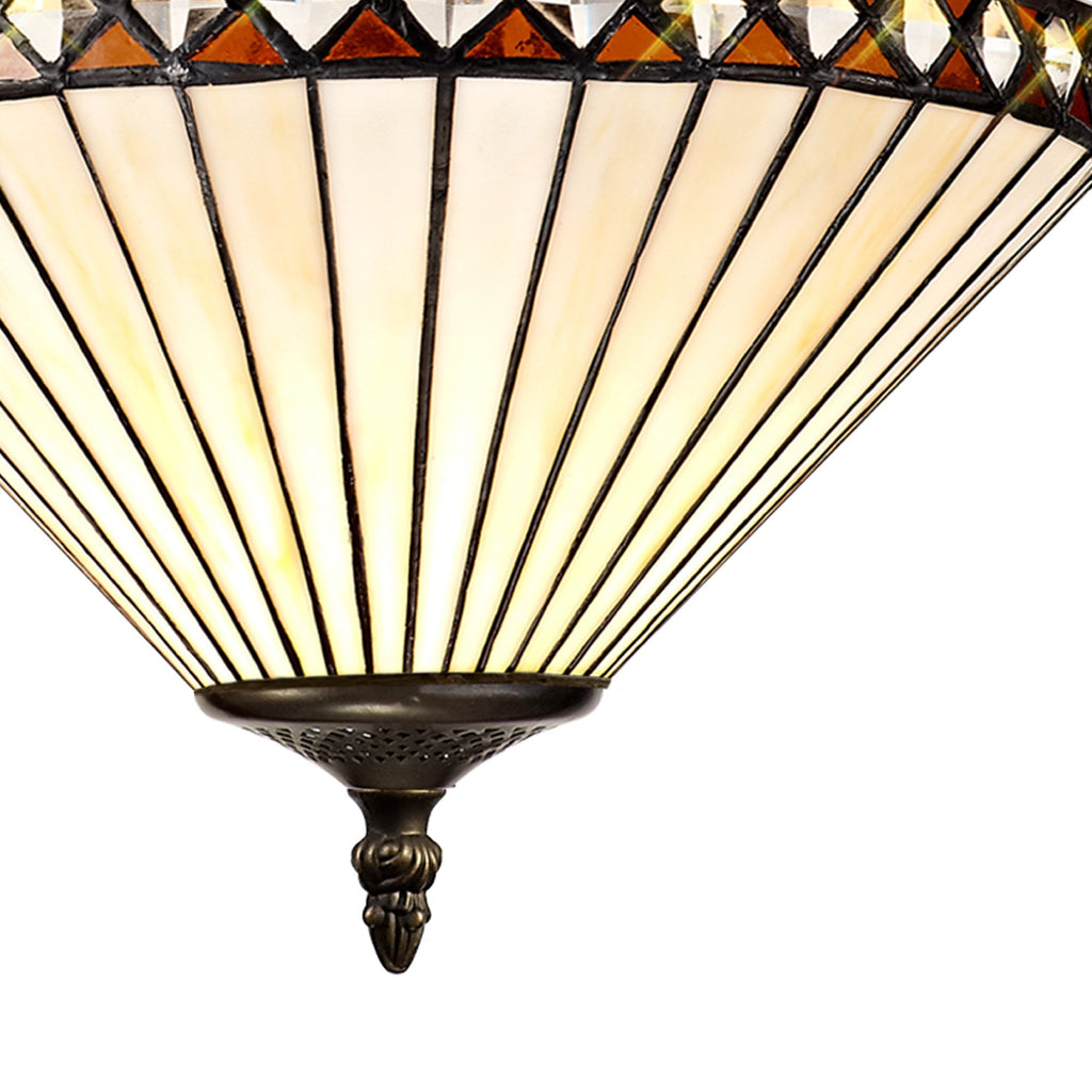 NLK02259 Tink 2 Light Up Lighter Pendant With 30cm Tiffany Shade Amber/Chrome/Crystal/Aged Antique Brass
