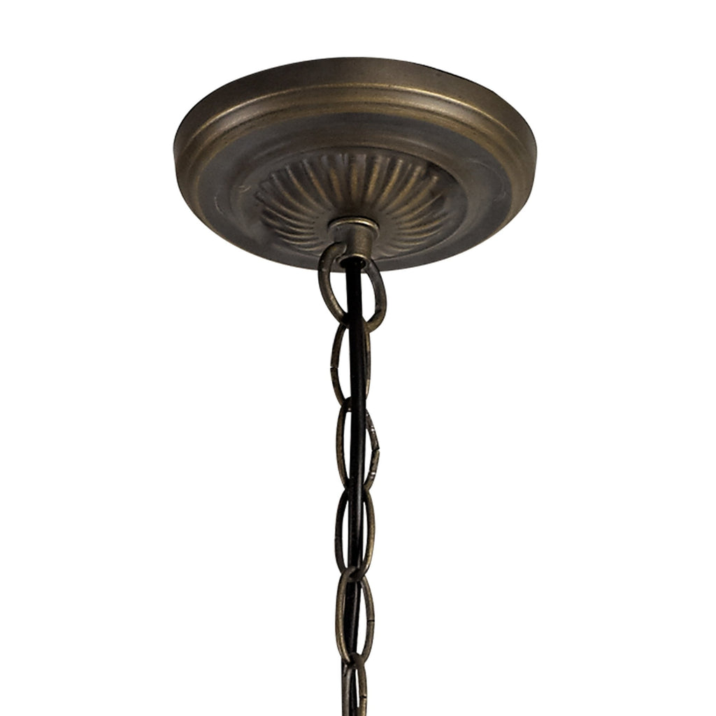 NLK02269 Tink 3 Light Up Lighter Pendant With 30cm Tiffany Shade Amber/Chrome/Crystal/Aged Antique Brass