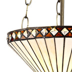 NLK02269 Tink 3 Light Up Lighter Pendant With 30cm Tiffany Shade Amber/Chrome/Crystal/Aged Antique Brass