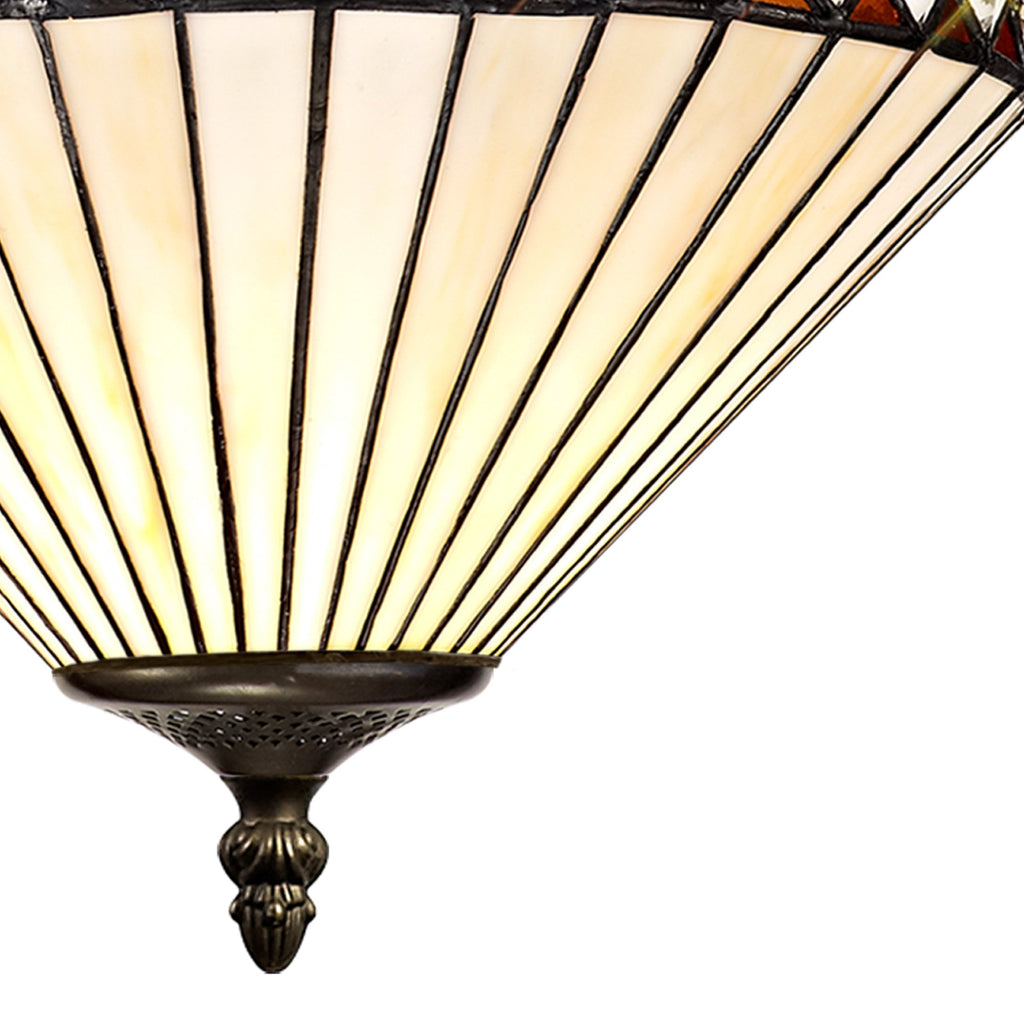 NLK02269 Tink 3 Light Up Lighter Pendant With 30cm Tiffany Shade Amber/Chrome/Crystal/Aged Antique Brass