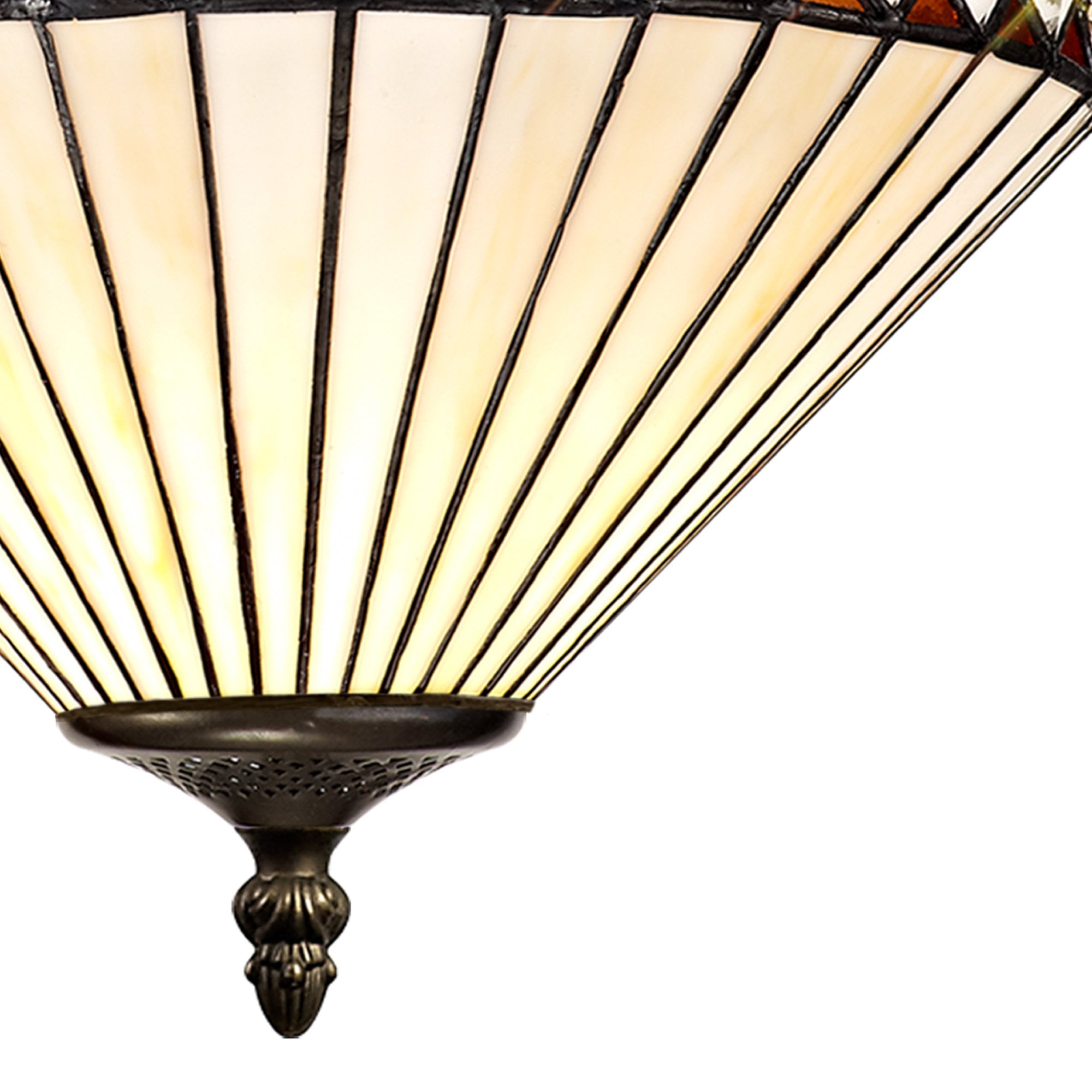 NLK02269 Tink 3 Light Up Lighter Pendant With 30cm Tiffany Shade Amber/Chrome/Crystal/Aged Antique Brass
