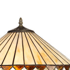 NLK02279 Tink 2 Light Tree Like Table Lamp With 40cm Tiffany Shade Amber/Chrome/Crystal/Aged Antique Brass
