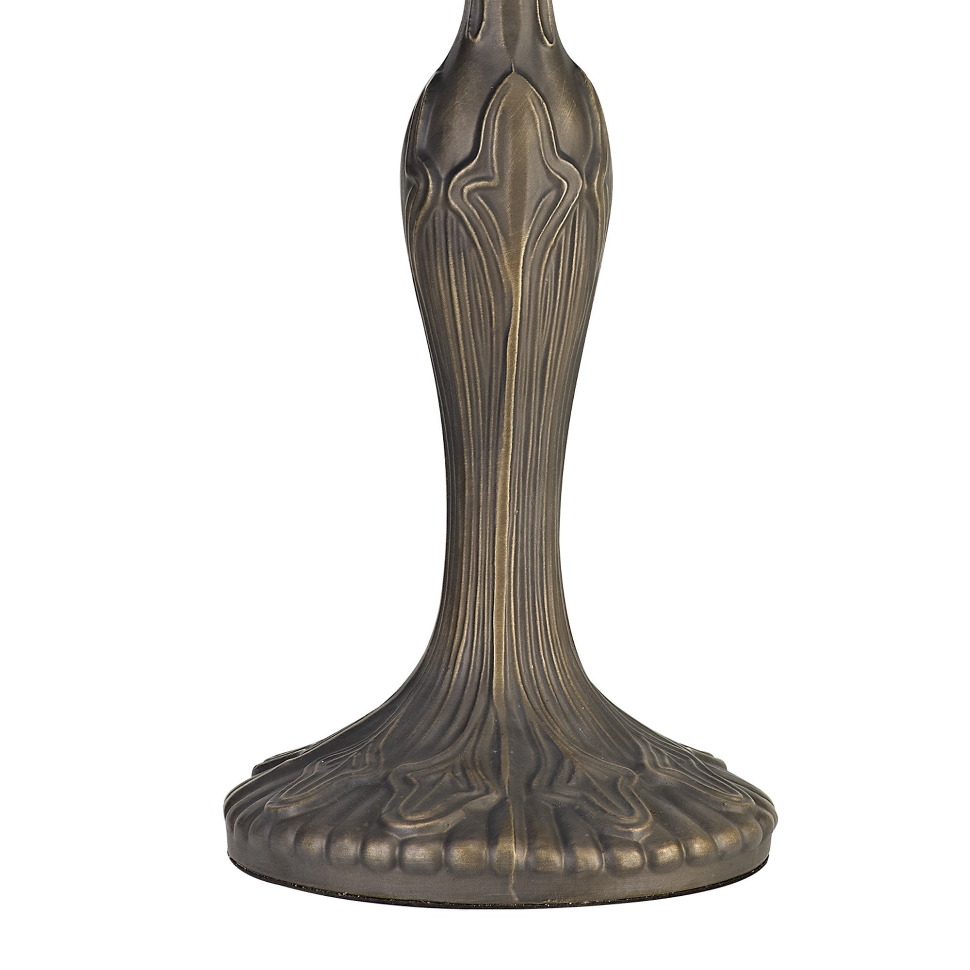 NLK02289 Tink 2 Light Curved Table Lamp With 40cm Tiffany Shade Amber/Chrome/Crystal/Aged Antique Brass