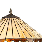 NLK02299 Tink 2 Light Octagonal Table Lamp With 40cm Tiffany Shade Amber/Chrome/Crystal/Aged Antique Brass