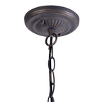 NLK02309 Tink 1 Light Down Lighter Pendant With 40cm Tiffany Shade Amber/Chrome/Crystal/Aged Antique Brass