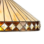 NLK02309 Tink 1 Light Down Lighter Pendant With 40cm Tiffany Shade Amber/Chrome/Crystal/Aged Antique Brass