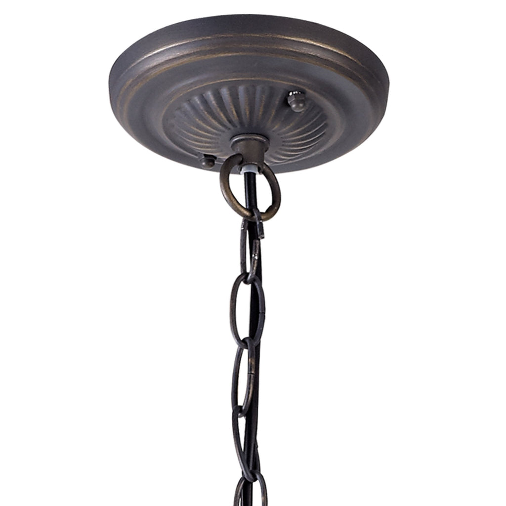 NLK02319 Tink 2 Light Down Lighter Pendant With 40cm Tiffany Shade Amber/Chrome/Crystal/Aged Antique Brass