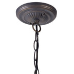 NLK02319 Tink 2 Light Down Lighter Pendant With 40cm Tiffany Shade Amber/Chrome/Crystal/Aged Antique Brass
