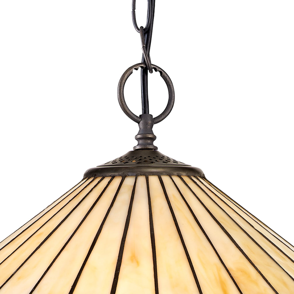 NLK02319 Tink 2 Light Down Lighter Pendant With 40cm Tiffany Shade Amber/Chrome/Crystal/Aged Antique Brass