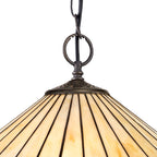 NLK02319 Tink 2 Light Down Lighter Pendant With 40cm Tiffany Shade Amber/Chrome/Crystal/Aged Antique Brass