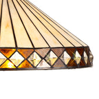NLK02319 Tink 2 Light Down Lighter Pendant With 40cm Tiffany Shade Amber/Chrome/Crystal/Aged Antique Brass