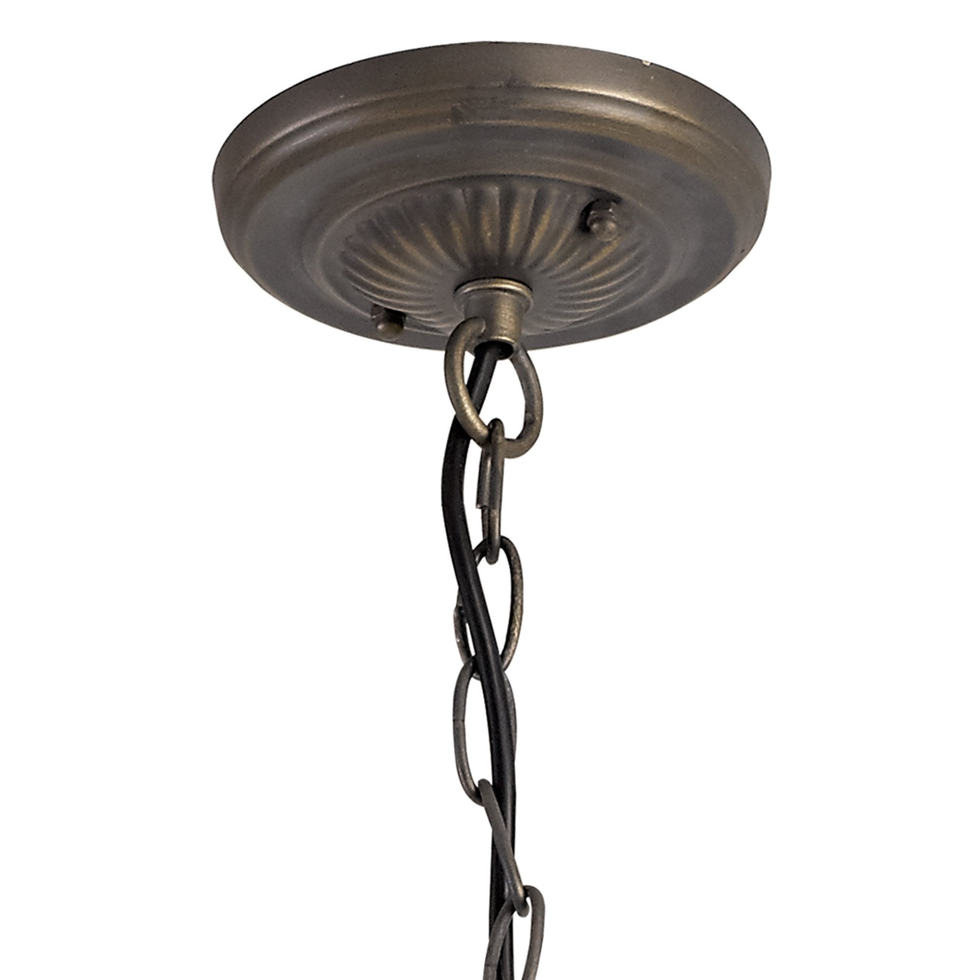 NLK02329 Tink 3 Light Down Lighter Pendant With 40cm Tiffany Shade Amber/Chrome/Crystal/Aged Antique Brass