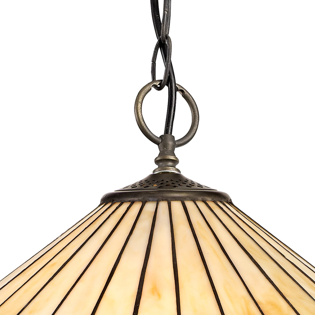 NLK02329 Tink 3 Light Down Lighter Pendant With 40cm Tiffany Shade Amber/Chrome/Crystal/Aged Antique Brass