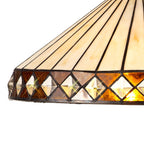 NLK02329 Tink 3 Light Down Lighter Pendant With 40cm Tiffany Shade Amber/Chrome/Crystal/Aged Antique Brass