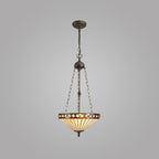 NLK02349 Tink 3 Light Up Lighter Pendant With 40cm Tiffany Shade Amber/Chrome/Crystal/Aged Antique Brass