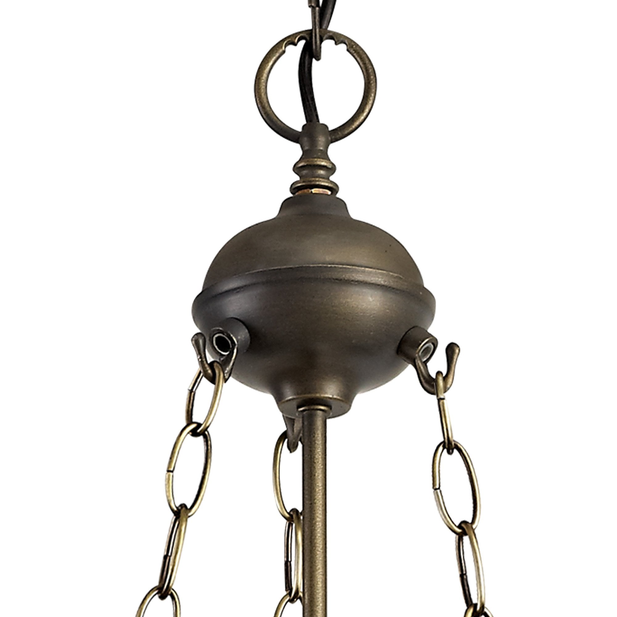 NLK02349 Tink 3 Light Up Lighter Pendant With 40cm Tiffany Shade Amber/Chrome/Crystal/Aged Antique Brass