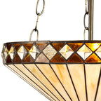 NLK02349 Tink 3 Light Up Lighter Pendant With 40cm Tiffany Shade Amber/Chrome/Crystal/Aged Antique Brass