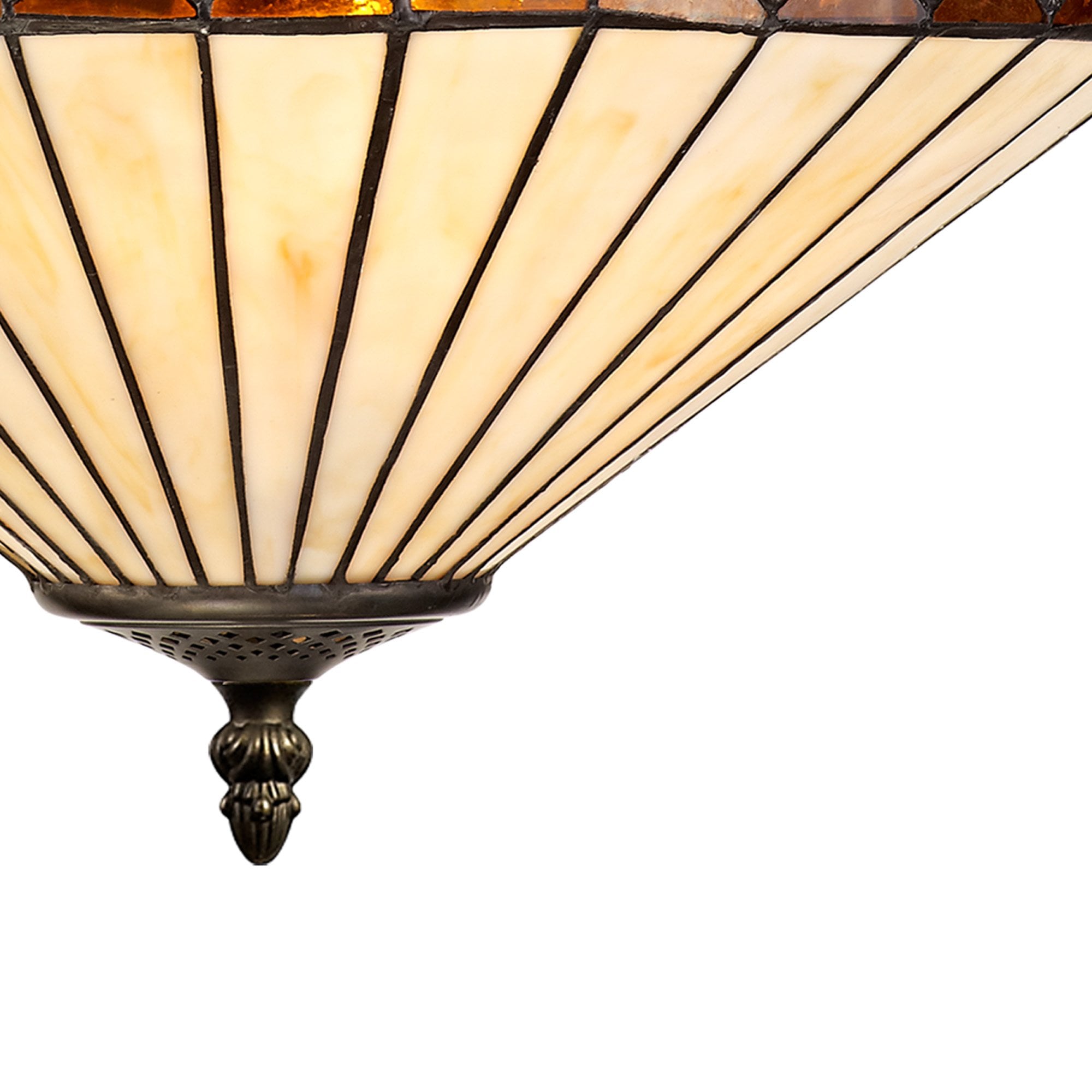 NLK02349 Tink 3 Light Up Lighter Pendant With 40cm Tiffany Shade Amber/Chrome/Crystal/Aged Antique Brass