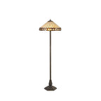 NLK02359 Tink 2 Light Octagonal Floor Lamp With 40cm Tiffany Shade Amber/Chrome/Crystal/Aged Antique Brass