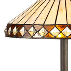 NLK02359 Tink 2 Light Octagonal Floor Lamp With 40cm Tiffany Shade Amber/Chrome/Crystal/Aged Antique Brass
