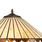 NLK02359 Tink 2 Light Octagonal Floor Lamp With 40cm Tiffany Shade Amber/Chrome/Crystal/Aged Antique Brass
