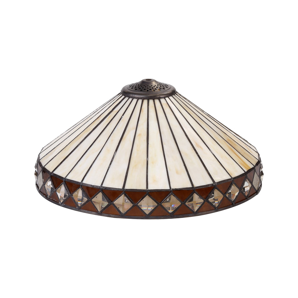 NLK02359 Tink 2 Light Octagonal Floor Lamp With 40cm Tiffany Shade Amber/Chrome/Crystal/Aged Antique Brass
