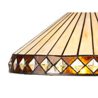 NLK02359 Tink 2 Light Octagonal Floor Lamp With 40cm Tiffany Shade Amber/Chrome/Crystal/Aged Antique Brass