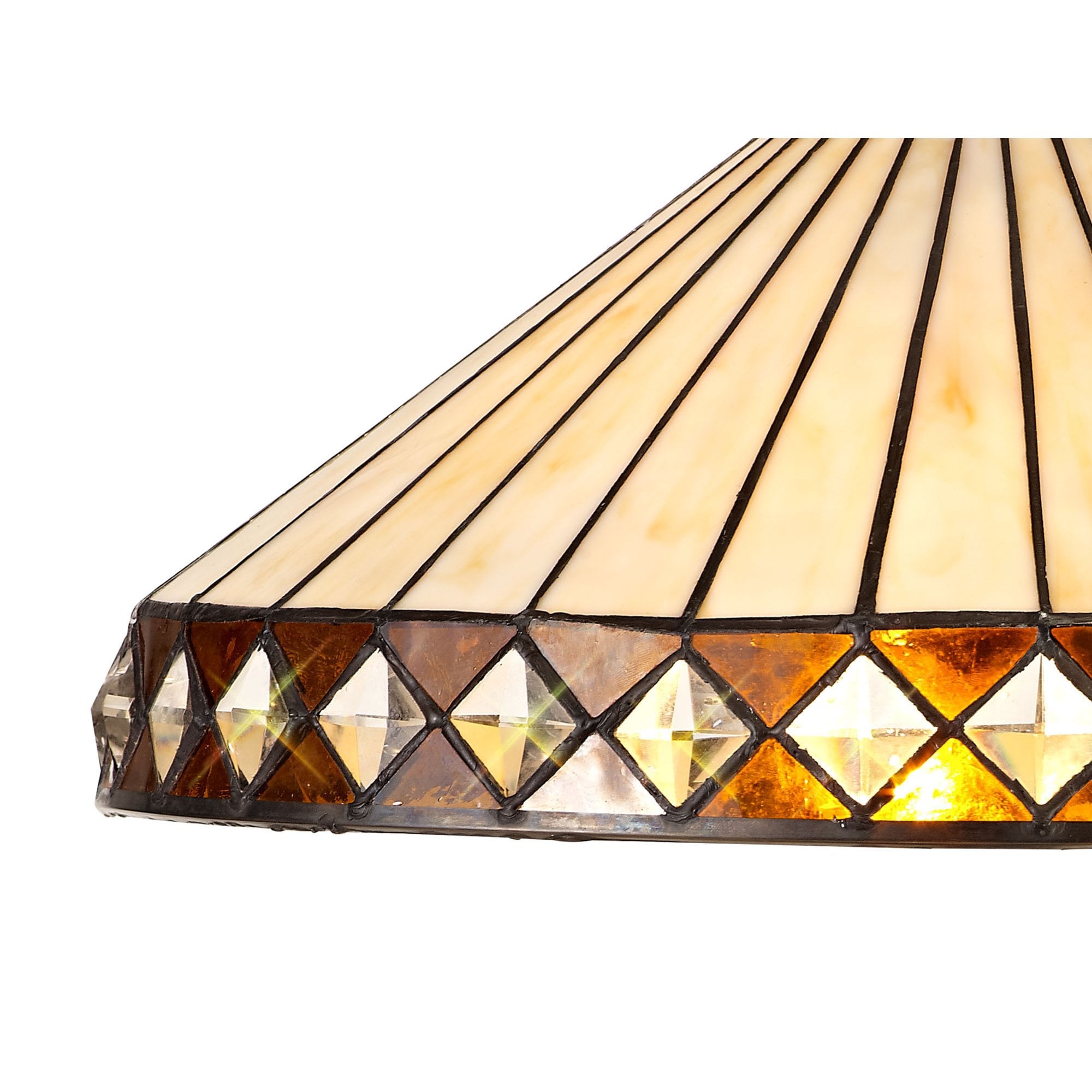 NLK02359 Tink 2 Light Octagonal Floor Lamp With 40cm Tiffany Shade Amber/Chrome/Crystal/Aged Antique Brass