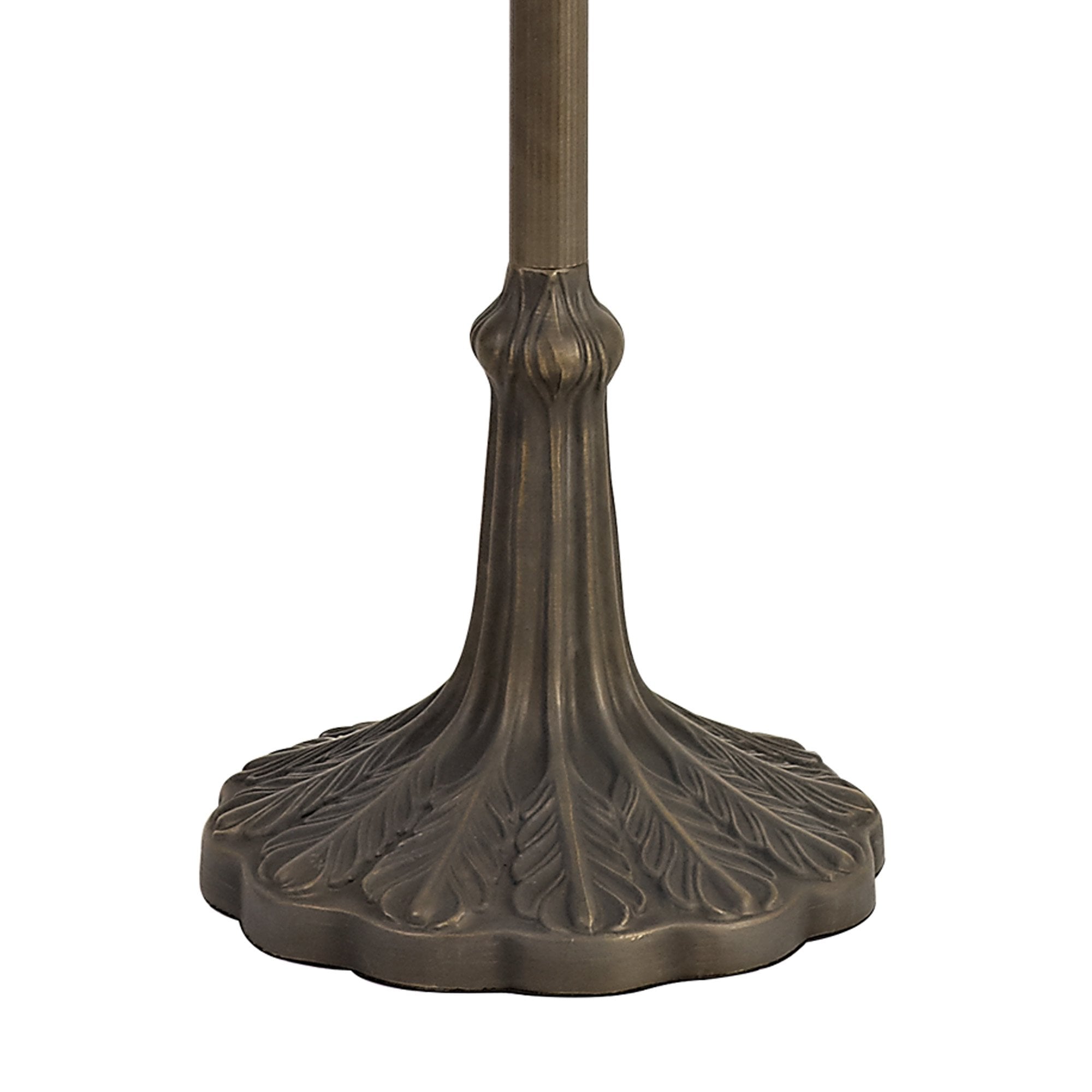 NLK02369 Tink 2 Light Leaf Design Floor Lamp With 40cm Tiffany Shade Amber/Chrome/Crystal/Aged Antique Brass