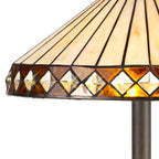 NLK02369 Tink 2 Light Leaf Design Floor Lamp With 40cm Tiffany Shade Amber/Chrome/Crystal/Aged Antique Brass