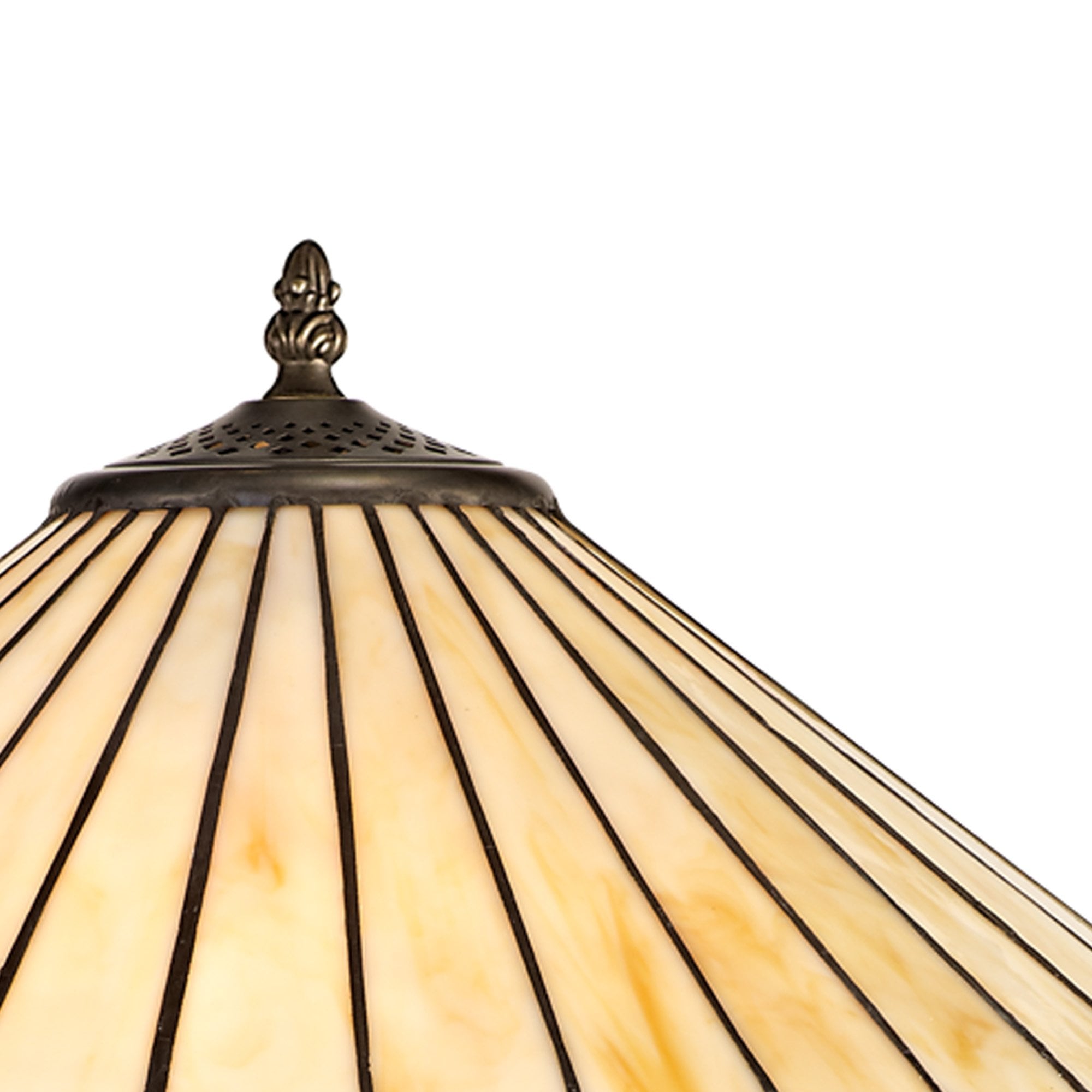 NLK02369 Tink 2 Light Leaf Design Floor Lamp With 40cm Tiffany Shade Amber/Chrome/Crystal/Aged Antique Brass
