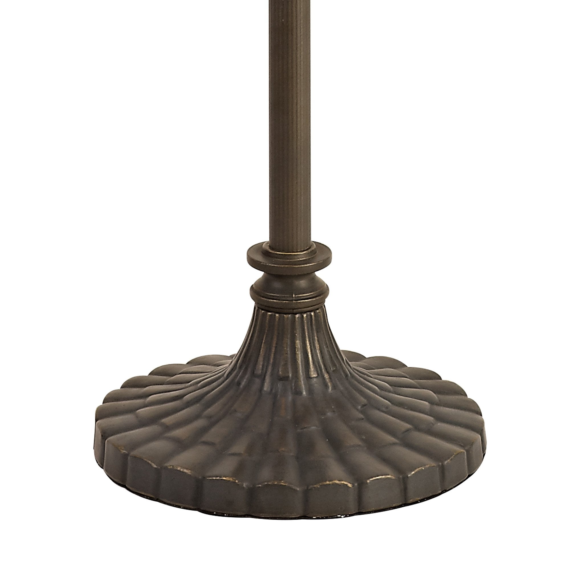 NLK02379 Tink 2 Light Stepped Design Floor Lamp With 40cm Tiffany Shade Amber/Chrome/Crystal/Aged Antique Brass