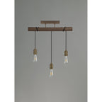 NL77459 Tuba Flush Ceiling 3 Light Medium Oak/Antique Brass
