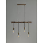 NL77469 Tuba Bar Pendant 4 Light Medium Oak/Antique Brass