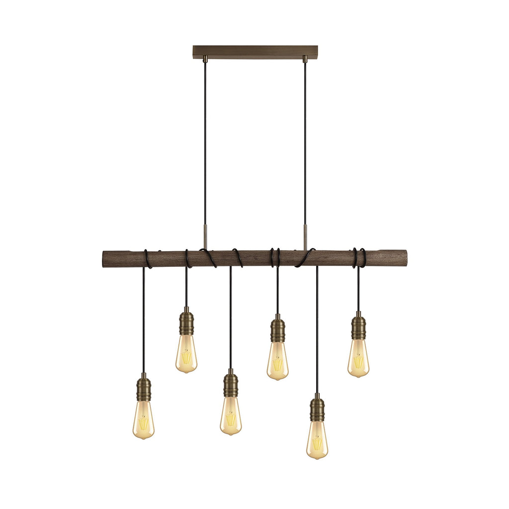 NL77479 Tuba Bar Pendant 6 Ligt Medium Oak/Antique Brass