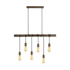 NL77479 Tuba Bar Pendant 6 Ligt Medium Oak/Antique Brass