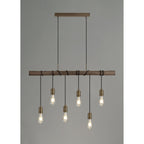 NL77479 Tuba Bar Pendant 6 Ligt Medium Oak/Antique Brass