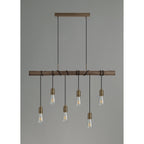 NL77479 Tuba Bar Pendant 6 Ligt Medium Oak/Antique Brass