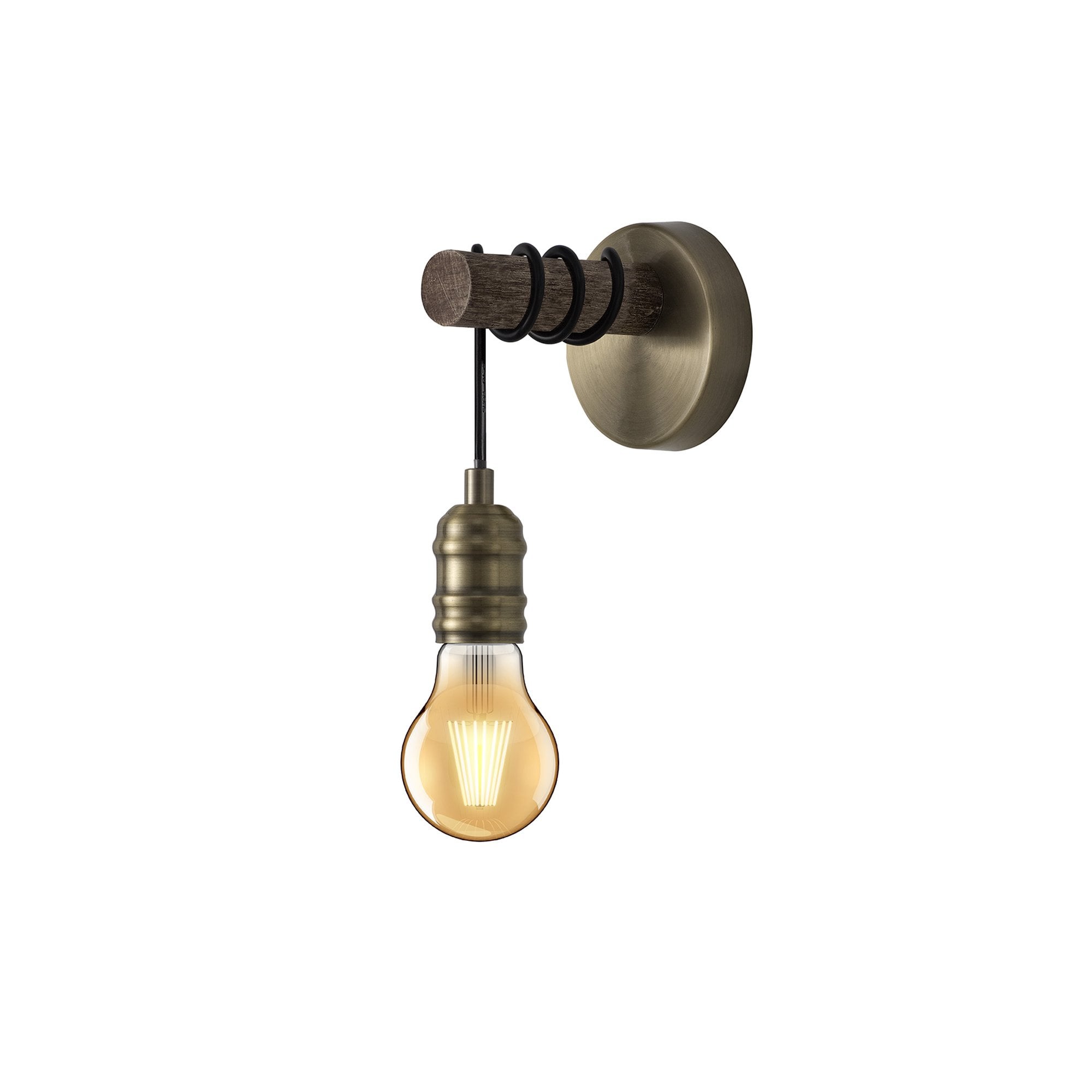 NL77489 Tuba Wall Lamp 1 Light Medium Oak/Antique Brass