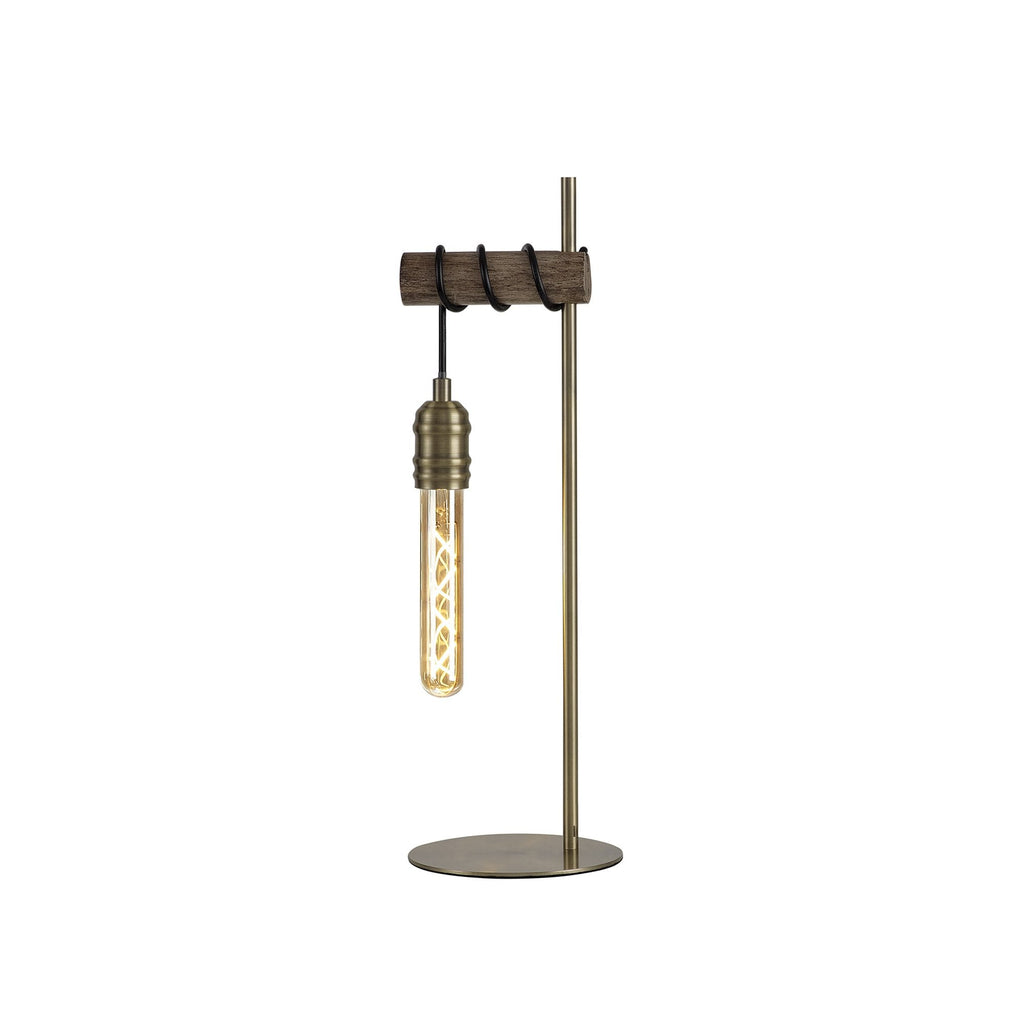 NL77499 Tuba Table Lamp 1 Light Medium Oak/Antique Brass