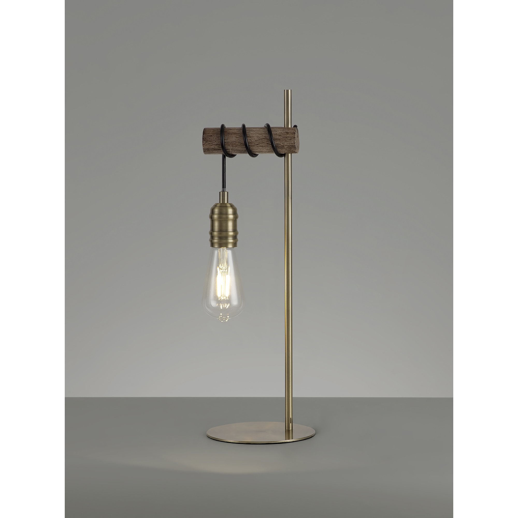 NL77499 Tuba Table Lamp 1 Light Medium Oak/Antique Brass
