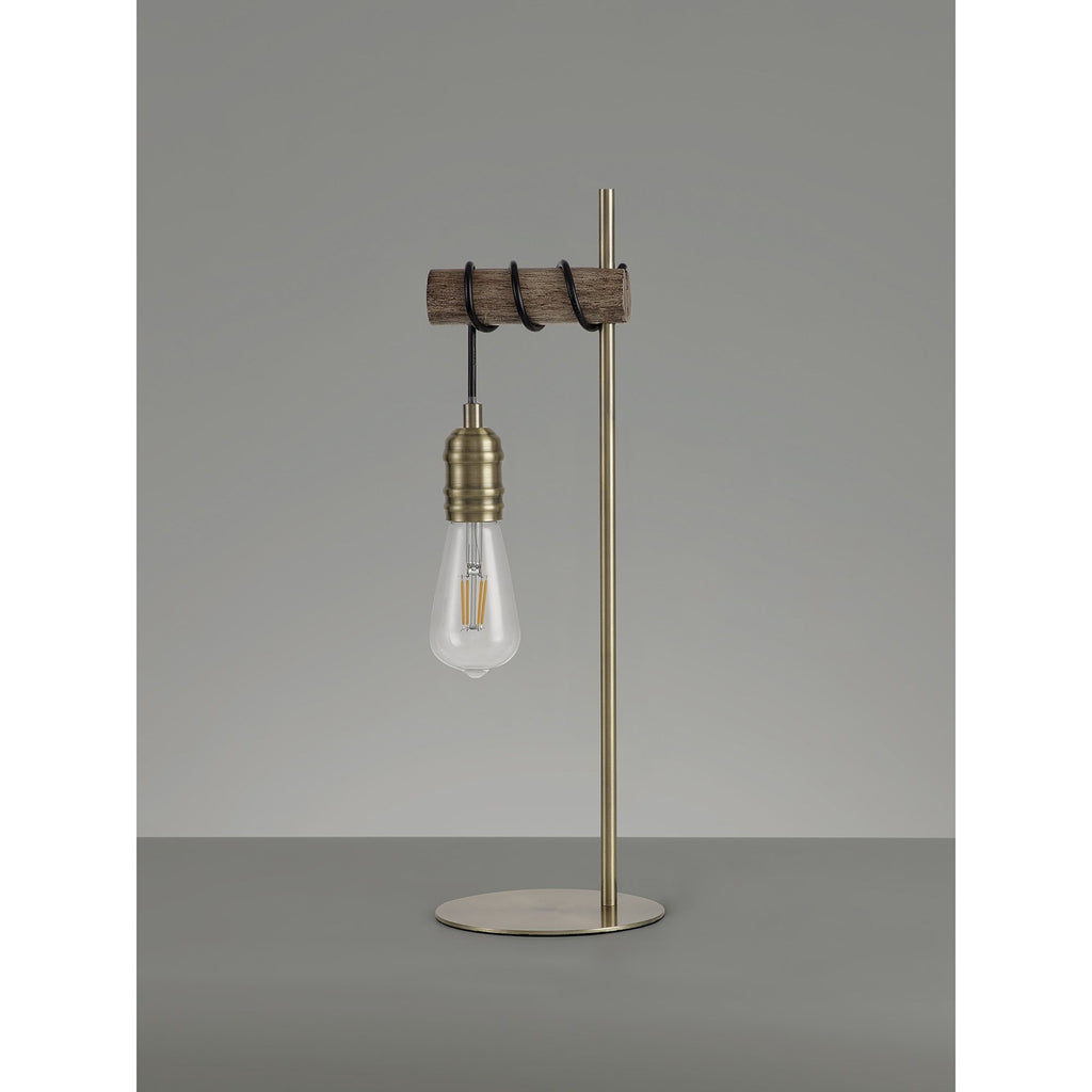 NL77499 Tuba Table Lamp 1 Light Medium Oak/Antique Brass