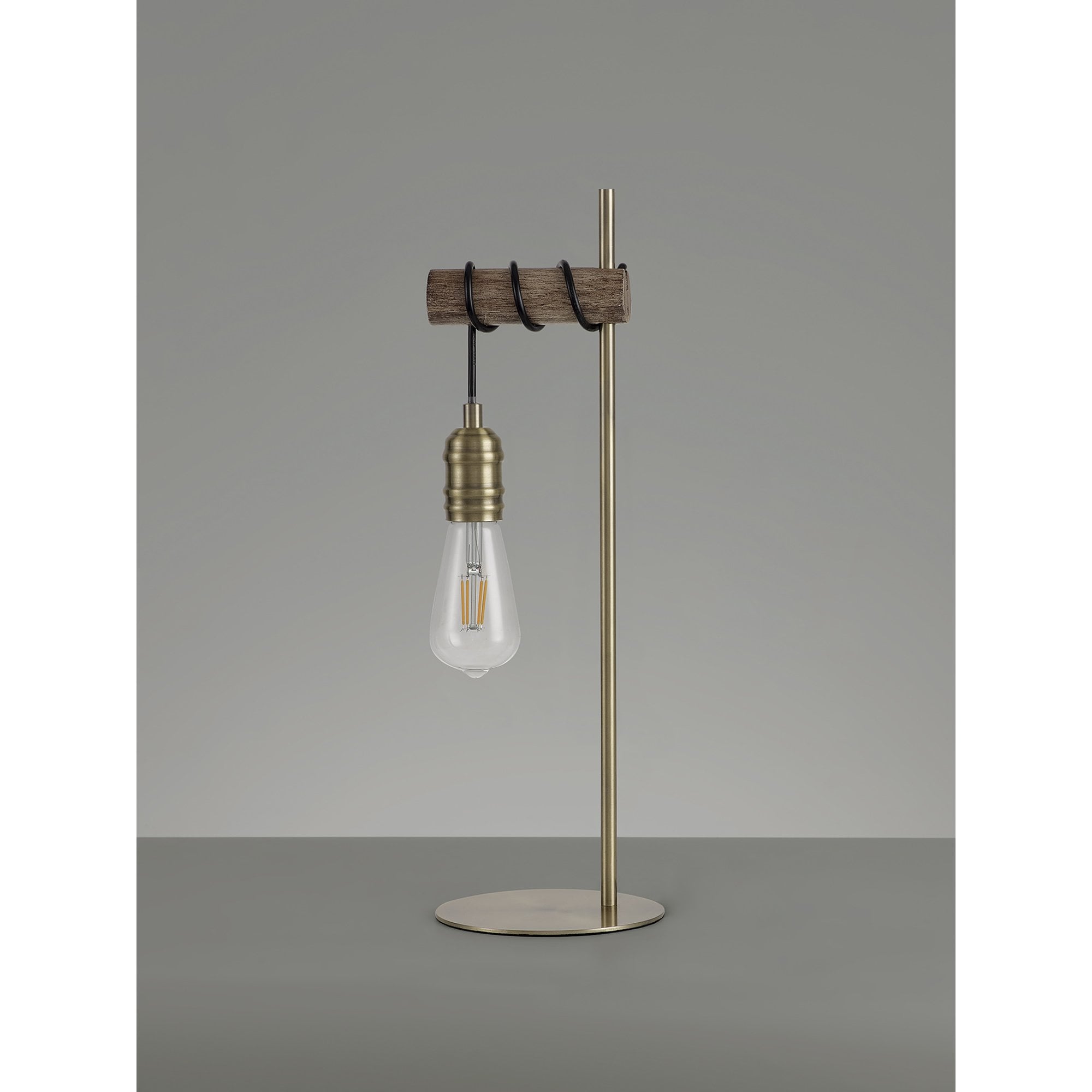 NL77499 Tuba Table Lamp 1 Light Medium Oak/Antique Brass