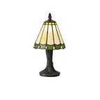 NL72259 Umbrian Tiffany Table Lamp Cream/Green/Clear Crystal Shade