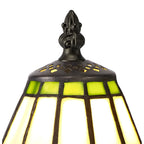 NL72259 Umbrian Tiffany Table Lamp Cream/Green/Clear Crystal Shade