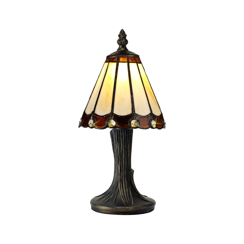 NL72319 Umbrian Tiffany Table Lamp Cream/Brown/Clear Crystal Shade
