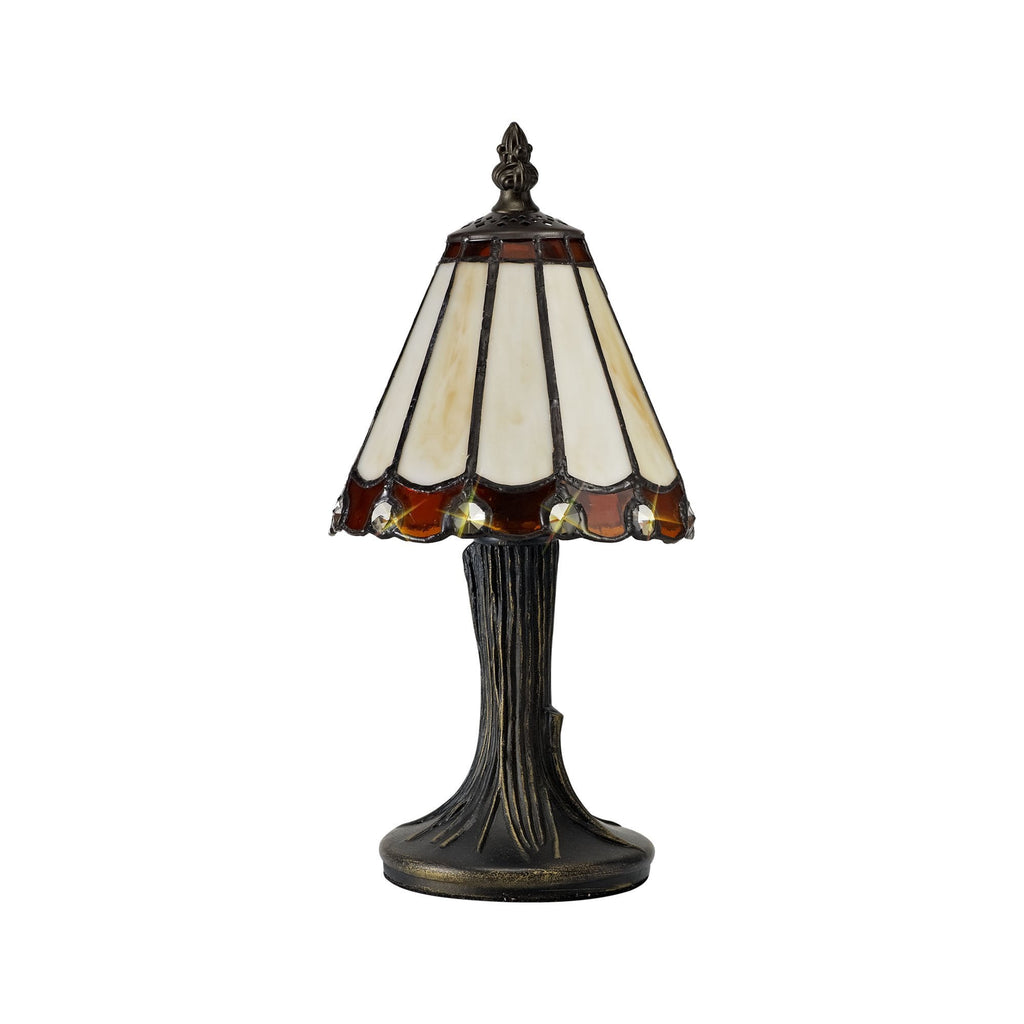 NL72319 Umbrian Tiffany Table Lamp Cream/Brown/Clear Crystal Shade