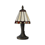 NL72319 Umbrian Tiffany Table Lamp Cream/Brown/Clear Crystal Shade